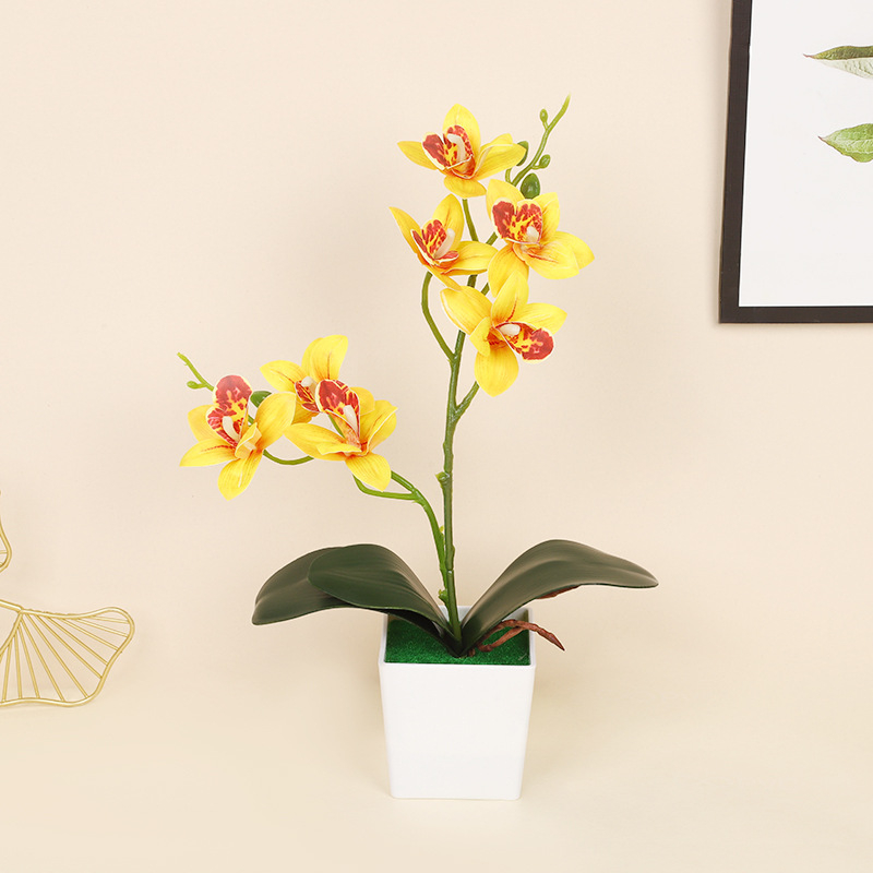 Τεχνητή ορχιδέα Phalaenopsis σε γλάστρα, ρεαλιστικό μπονσάι διακοσμητικό για το σαλόνι