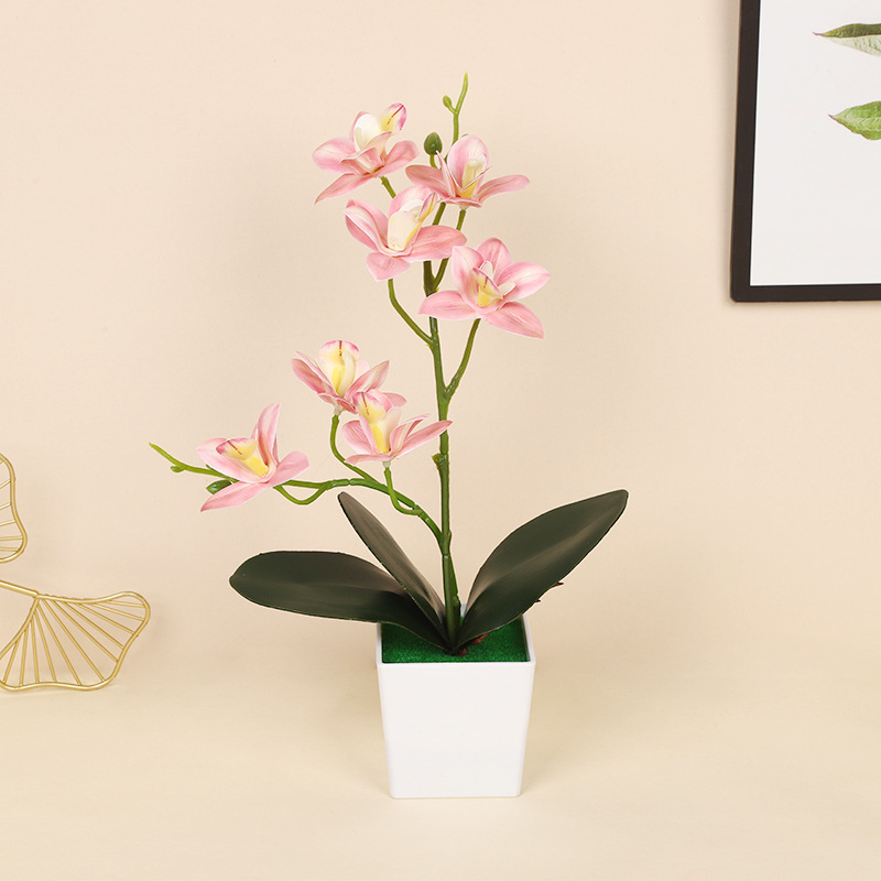 Τεχνητή ορχιδέα Phalaenopsis σε γλάστρα, ρεαλιστικό μπονσάι διακοσμητικό για το σαλόνι