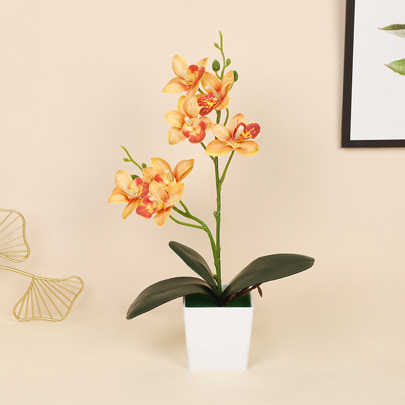 Τεχνητή ορχιδέα Phalaenopsis σε γλάστρα, ρεαλιστικό μπονσάι διακοσμητικό για το σαλόνι