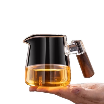 Σετ Gongfu τσαγιού με ξύλινο χερούλι και παχύ θερμοανθεκτικό γυαλί, φίλτρο τσαγιού και κύπελλο έγχυσης