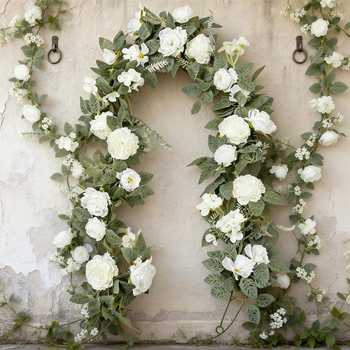 Τεχνητές κλήματα με ροζ τριαντάφυλλα, hydrangea και peony για γάμο και άνοιξη διακόσμηση