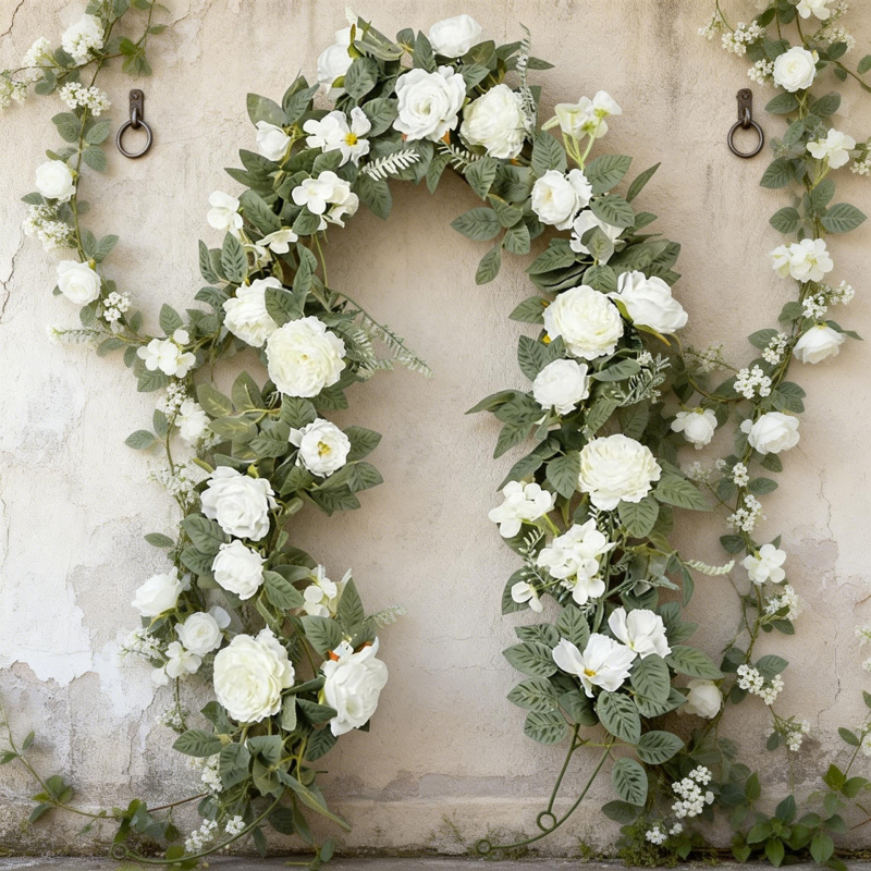 Τεχνητές κλήματα με ροζ τριαντάφυλλα, hydrangea και peony για γάμο και άνοιξη διακόσμηση