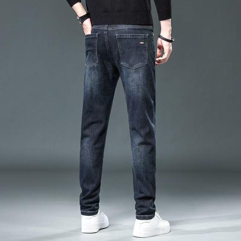 Ανδρικά φθινοπωρινά τζιν με ελαστικότητα, slim fit, casual πλυμένα, μοντέρνο υψηλής ποιότητας παντελόνι τζιν