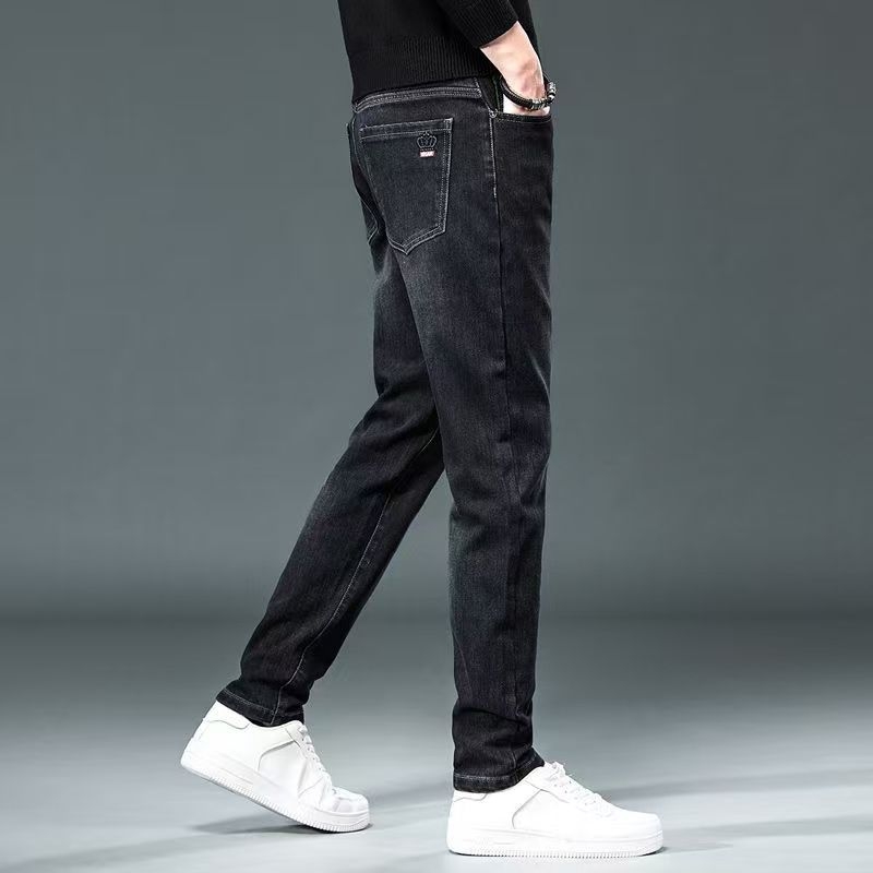 Ανδρικά φθινοπωρινά τζιν με ελαστικότητα, slim fit, casual πλυμένα, μοντέρνο υψηλής ποιότητας παντελόνι τζιν