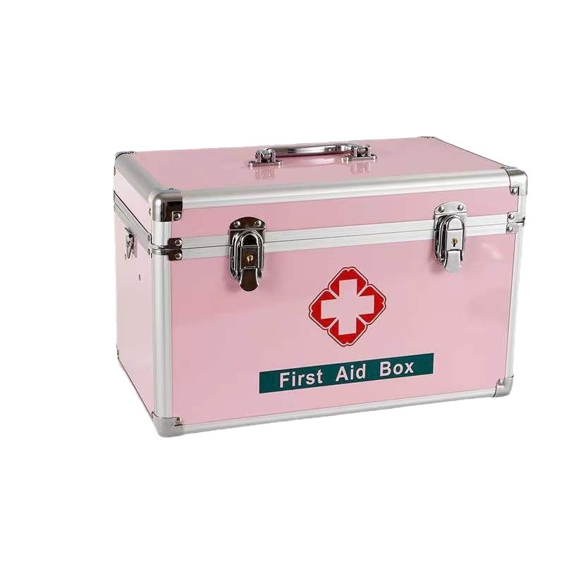 Cutie medicală din aliaj de aluminiu, design multi-strat, pentru uz casnic, cutie portabilă de depozitare a medicamentelor cu 4 compartimente, 35×20×22 cm
