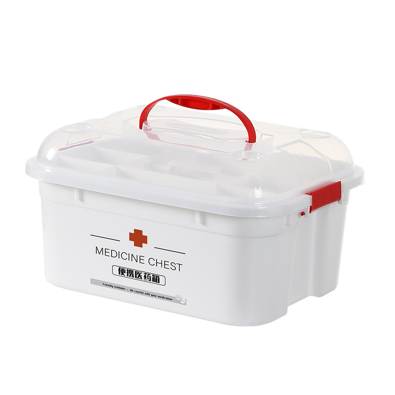 Cutie portabilă din plastic pentru medicamente, pentru uz casnic, trusă de prim ajutor de urgență și depozitare a medicamentelor
