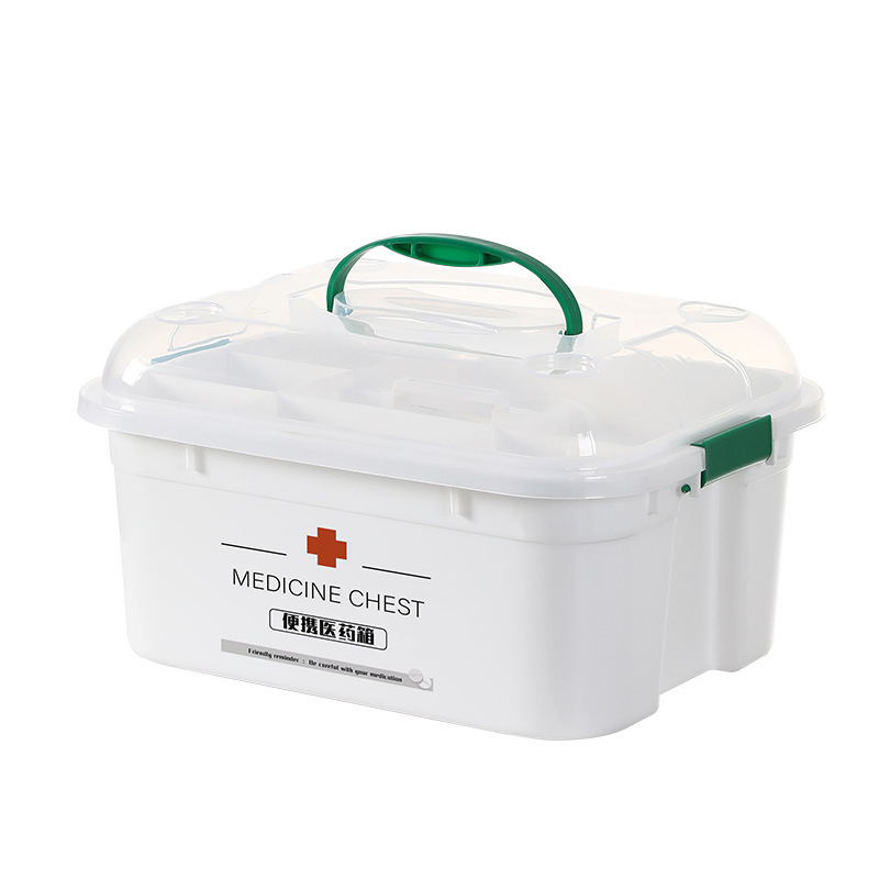 Cutie portabilă din plastic pentru medicamente, pentru uz casnic, trusă de prim ajutor de urgență și depozitare a medicamentelor