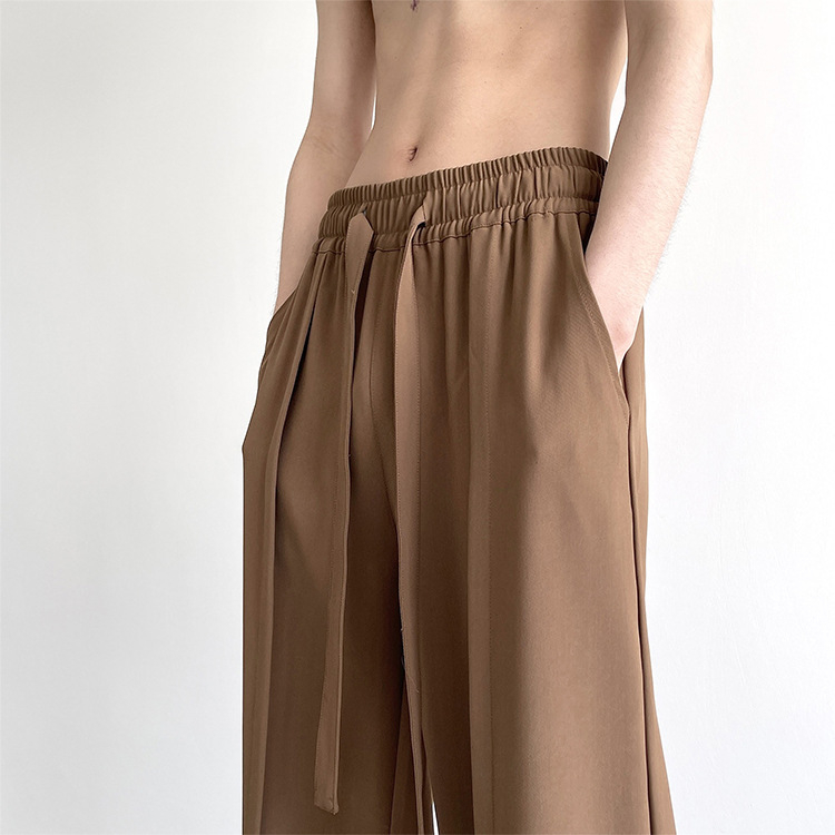 Ανδρικά παντελόνια Ice Silk για καλοκαίρι, ελαφριά, ευρύχωρη γραμμή, χαλαρό casual στυλ με drapé