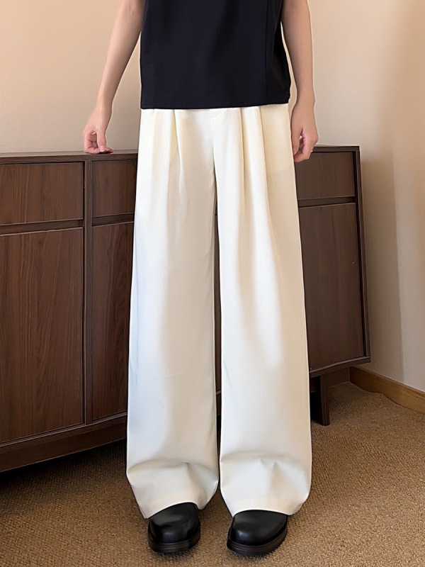 Ανδρικά παντελόνια μονόχρωμα, ρέον ύφος, φαρδιά γραμμή, ίσιο κόψιμο, casual άνεση