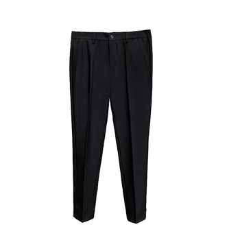 Ανδρικά παντελόνια με drape εφέ, fleece επένδυση και παχιά, ίσια/ελαφρώς χαλαρή γραμμή, μαύρα, μήκος μέχρι τον αστράγαλο, χειμώνας 2025