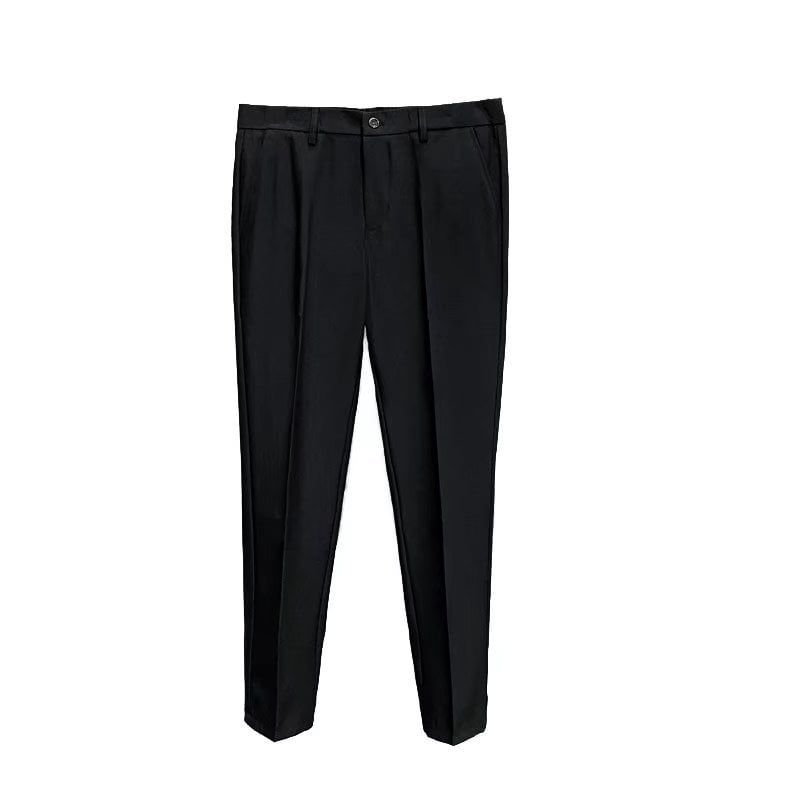 Ανδρικά παντελόνια με drape εφέ, fleece επένδυση και παχιά, ίσια/ελαφρώς χαλαρή γραμμή, μαύρα, μήκος μέχρι τον αστράγαλο, χειμώνας 2025