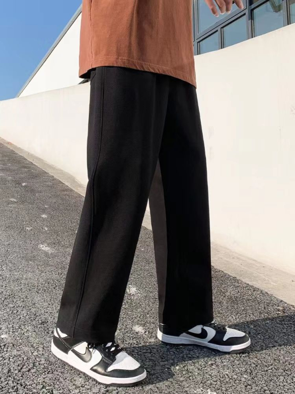 Ανδρικά παντελόνια με επένδυση fleece, παχιά, ίσια γραμμή, φθινοπωρινό-χειμερινό, χαλαρή γραμμή με φαρδιά παντελόνια, premium στυλ