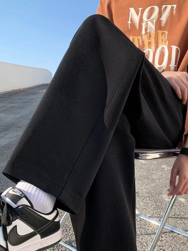Ανδρικά παντελόνια με επένδυση fleece, παχιά, ίσια γραμμή, φθινοπωρινό-χειμερινό, χαλαρή γραμμή με φαρδιά παντελόνια, premium στυλ