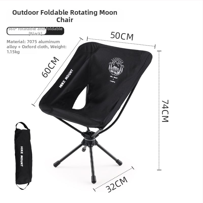 Vonkajšie otočné kreslo Moon Chair o 360°, prenosné kreslo z hliníkovej zliatiny na rybolov, kempovanie a pikniky, skladacie a ľahké