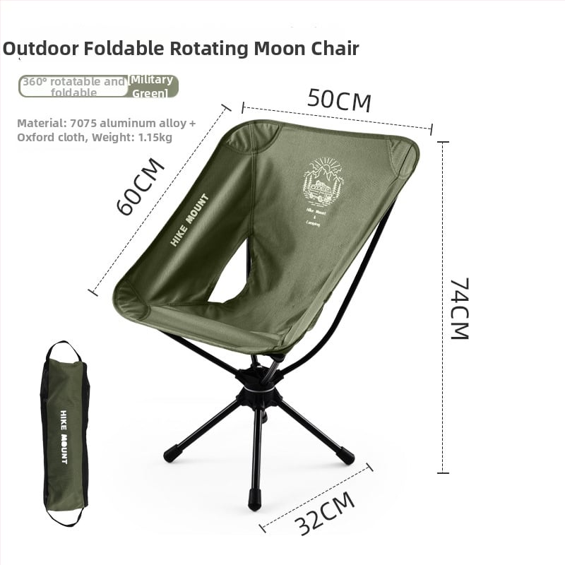 Vonkajšie otočné kreslo Moon Chair o 360°, prenosné kreslo z hliníkovej zliatiny na rybolov, kempovanie a pikniky, skladacie a ľahké