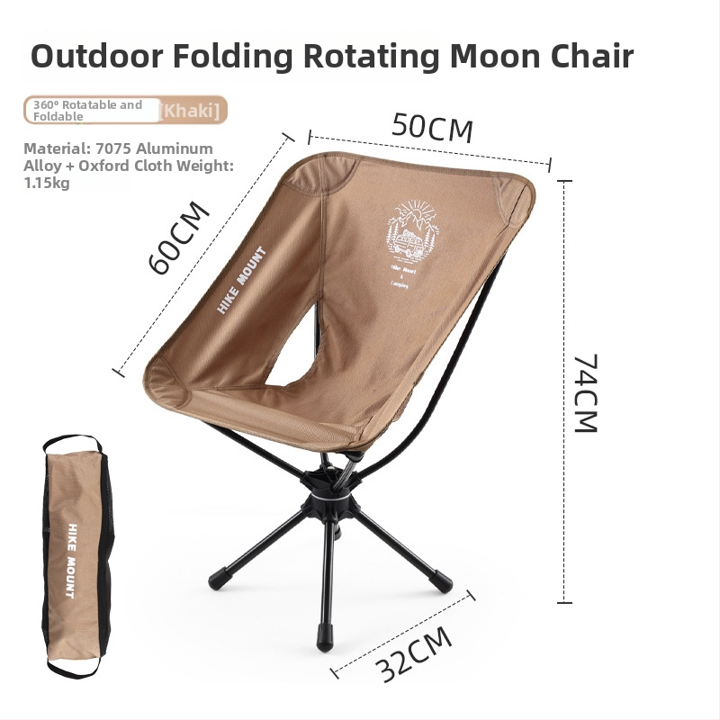 Vonkajšie otočné kreslo Moon Chair o 360°, prenosné kreslo z hliníkovej zliatiny na rybolov, kempovanie a pikniky, skladacie a ľahké