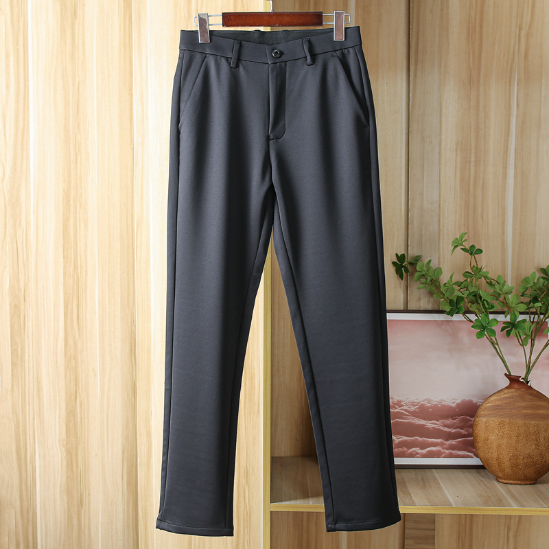 Ανδρικά παντελόνια χειμωνιάτικα για business casual με μεταξωτή υφή από mulberry silk για απαλό πέσιμο, παχύτερο ελαστικό, ίσια γραμμή