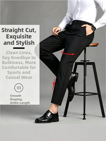 Pánske skrátené rovné nohavice, slim fit, biznis štýl, splývavé a elastické, nekrčivé, na jar a jeseň