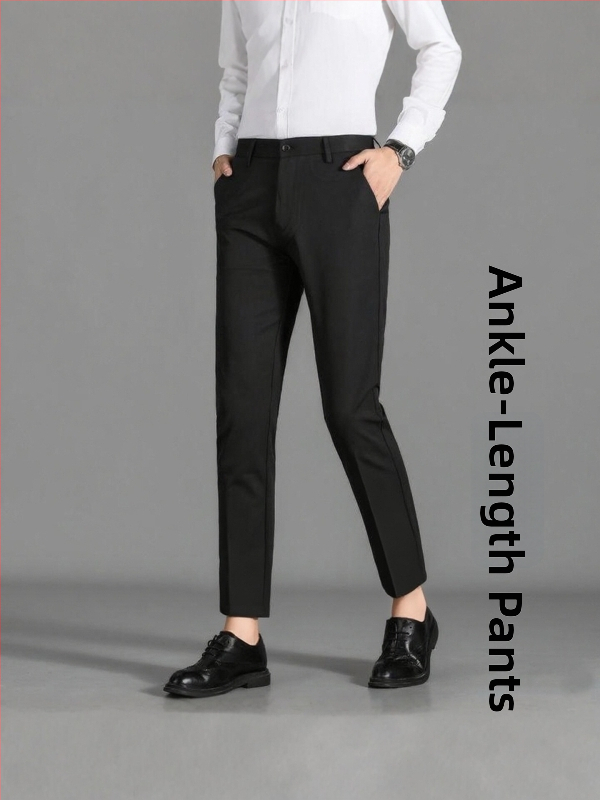 Pánske skrátené rovné nohavice, slim fit, biznis štýl, splývavé a elastické, nekrčivé, na jar a jeseň