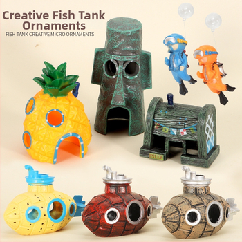 Ornament do akvária s ananásovým domčekom - veľká kreslená figúrka bábiky