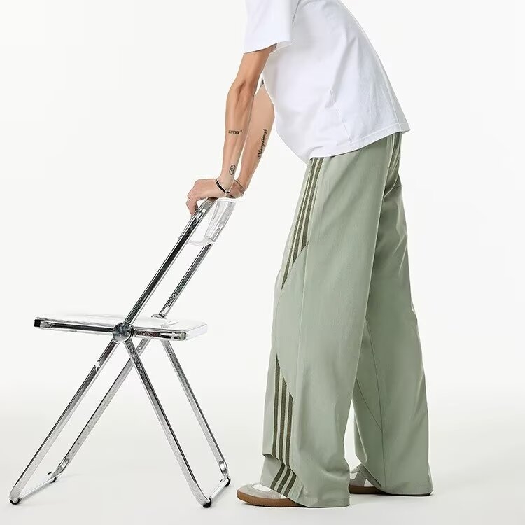 Ανδρικά παντελόνια με ρίγες σε αμερικανικό στυλ, φαρδιά παντελόνια για άνοιξη-φθινόπωρο 2026, casual για νέους