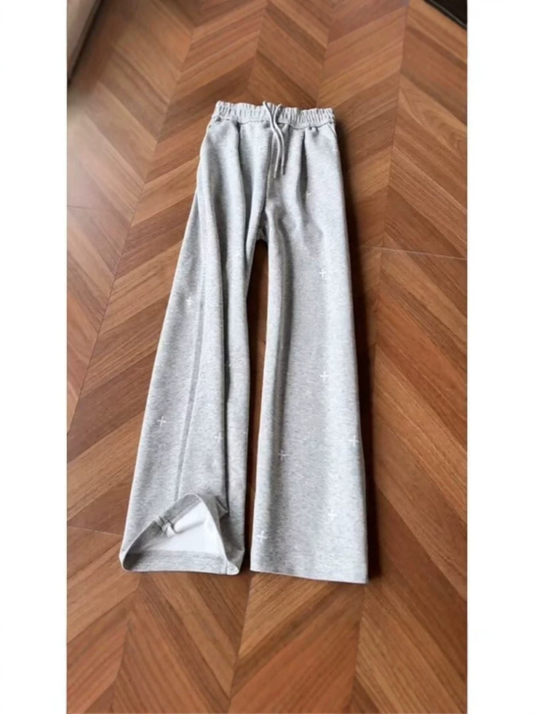 Unisex παντελόνια με σχέδιο σταυροραφής, φαρδιά γραμμή, μήκος μέχρι το πάτωμα, καλοκαιρινά casual