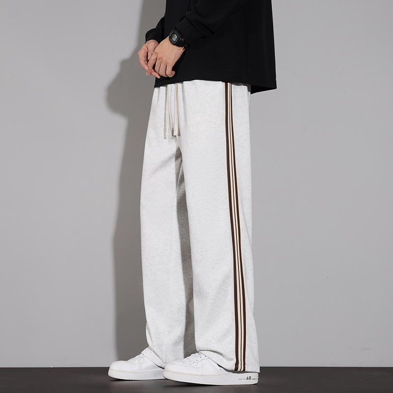 Ανδρικά παντελόνια φαρδιάς γραμμής με drape, casual, μοντέλο 2025, άνοιξη–φθινόπωρο, στυλ αμερικανικού high street, χαλαρή ίσια εφαρμογή