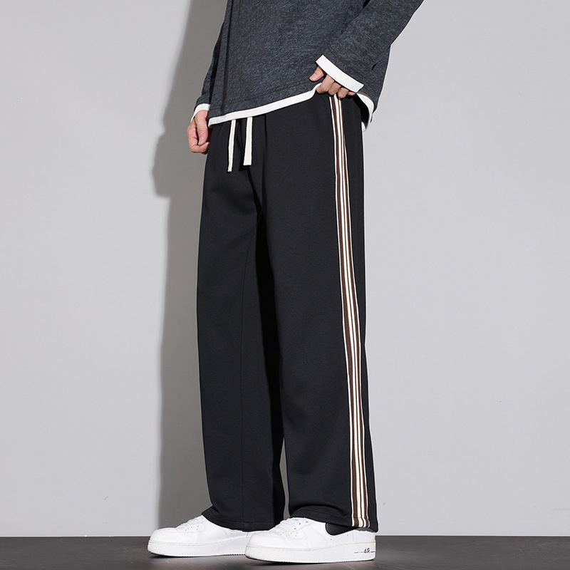 Ανδρικά παντελόνια φαρδιάς γραμμής με drape, casual, μοντέλο 2025, άνοιξη–φθινόπωρο, στυλ αμερικανικού high street, χαλαρή ίσια εφαρμογή