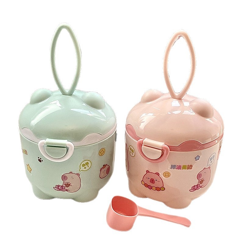 Cutie portabilă pentru lapte praf de bebeluți, sigilată și rezistentă la umezeală, recipient de depozitare cu compartimente pentru alimentele complementare
