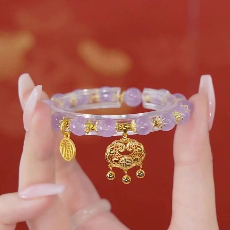 Unisex βραχιόλι από Hetian Jade σε καπνιστό μωβ, αρχαιοελληνικού στυλ, κλείσιμο ασφαλείας με RUYI κούμπωμα – δώρο για εκείνη