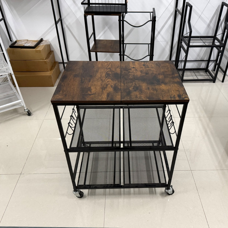 Κινητή καρότσα κουζίνας για αποθήκευση με ρόδες, από χάλυβα άνθρακα