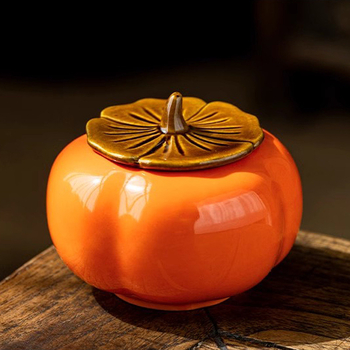 Κεραμικός persimmon κάδος για τσάι με καπάκι – σφραγισμένο βάζο τσαγιού και βάζο γλυκισμάτων, δημιουργικό δώρο
