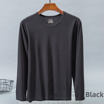 Pánske tričko s dlhým rukávom Ice Silk, letné, okrúhly výstrih, jednofarebné, veľká veľkosť, priedušná sieťovina, rýchloschnúce športové tričko