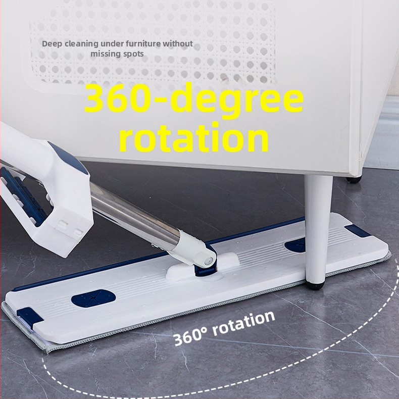 Plochý mop s otočnou hlavicou o 360° a integrovaným vedrom na vodu, dopĺňateľný, na komerčné použitie
