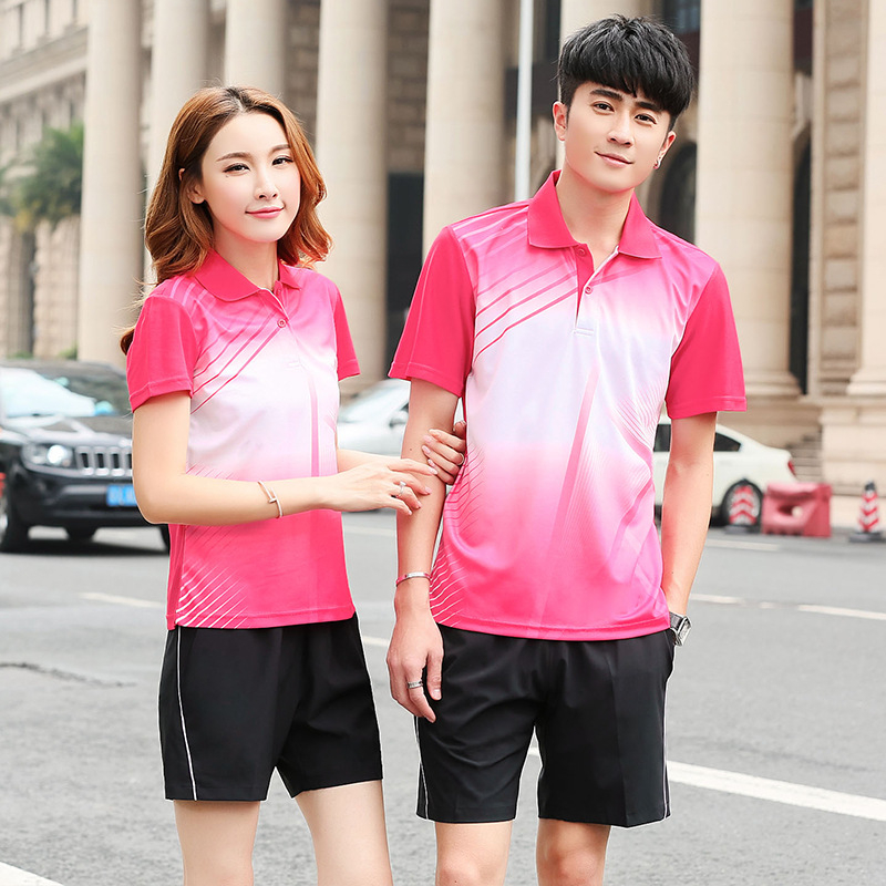 Set polo cu tricou polo cu mânecă scurtă și șorturi pentru badminton, unisex, pentru cupluri