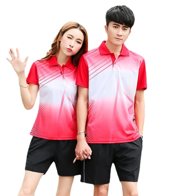 Set polo cu tricou polo cu mânecă scurtă și șorturi pentru badminton, unisex, pentru cupluri