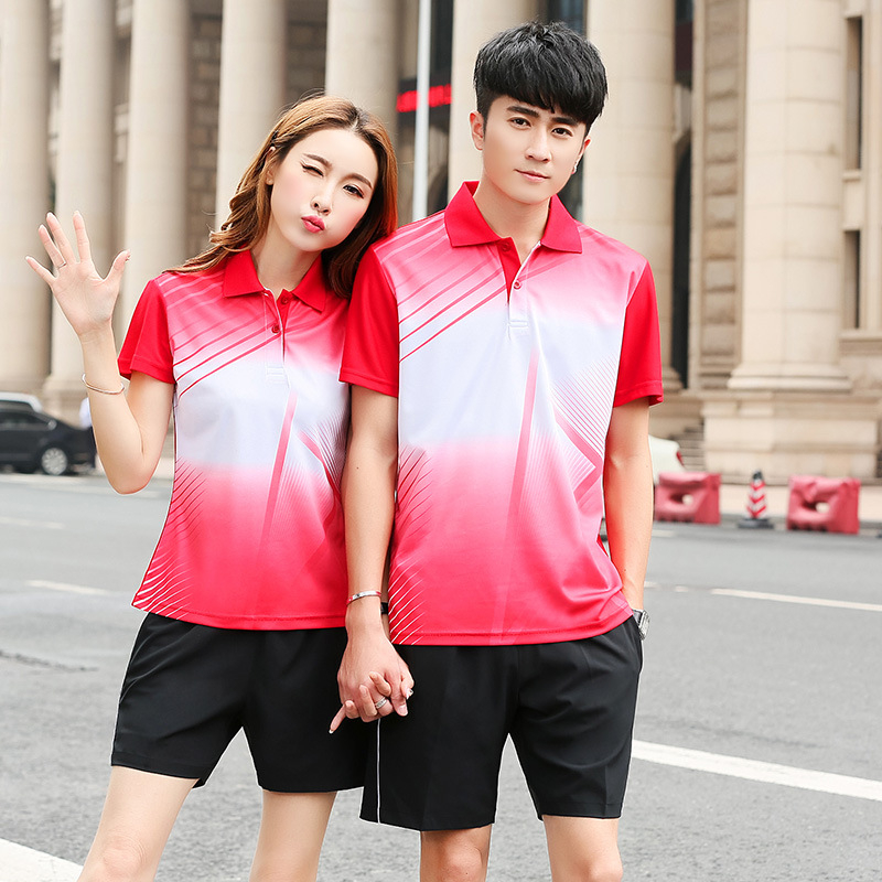Set polo cu tricou polo cu mânecă scurtă și șorturi pentru badminton, unisex, pentru cupluri