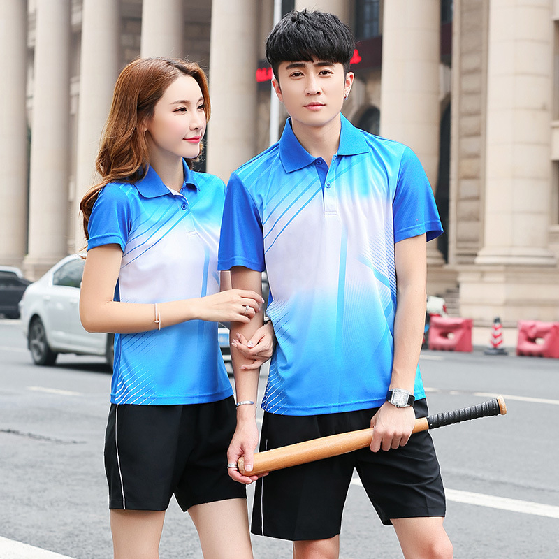 Set polo cu tricou polo cu mânecă scurtă și șorturi pentru badminton, unisex, pentru cupluri