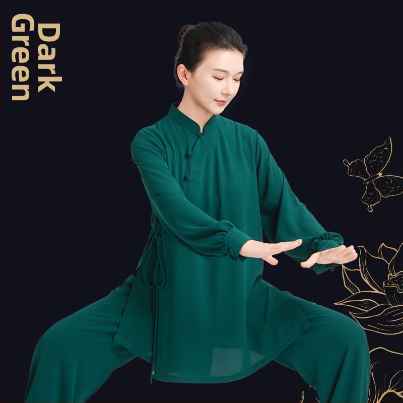 Dámsky kimono Tai Chi – nový štýl 2025, osemdielny brokátový cvičebný úbor so šikmým golierom na jar a leto