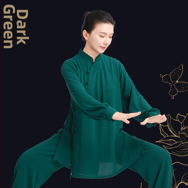 Dámsky kimono Tai Chi – nový štýl 2025, osemdielny brokátový cvičebný úbor so šikmým golierom na jar a leto