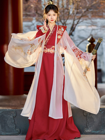 Hanfu για γυναίκες, 2026 Άνοιξη/Καλοκαίρι, γεωμετρικός Jacquard ύφασμα, φαρδιά μανίκια, wuxia-εμπνευσμένο στυλ Wei Jin, καθημερινό σύνολο για φωτογράφηση