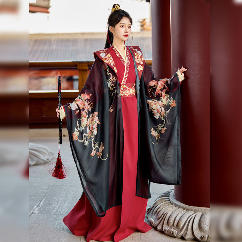 Hanfu για γυναίκες, 2026 Άνοιξη/Καλοκαίρι, γεωμετρικός Jacquard ύφασμα, φαρδιά μανίκια, wuxia-εμπνευσμένο στυλ Wei Jin, καθημερινό σύνολο για φωτογράφηση