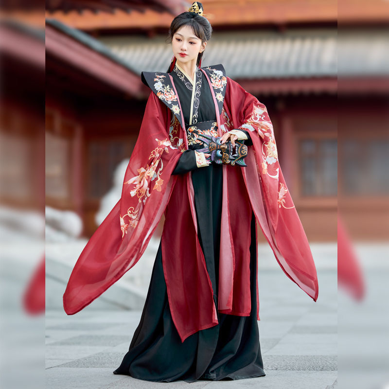 Hanfu για γυναίκες, 2026 Άνοιξη/Καλοκαίρι, γεωμετρικός Jacquard ύφασμα, φαρδιά μανίκια, wuxia-εμπνευσμένο στυλ Wei Jin, καθημερινό σύνολο για φωτογράφηση