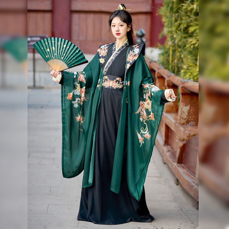 Hanfu για γυναίκες, 2026 Άνοιξη/Καλοκαίρι, γεωμετρικός Jacquard ύφασμα, φαρδιά μανίκια, wuxia-εμπνευσμένο στυλ Wei Jin, καθημερινό σύνολο για φωτογράφηση