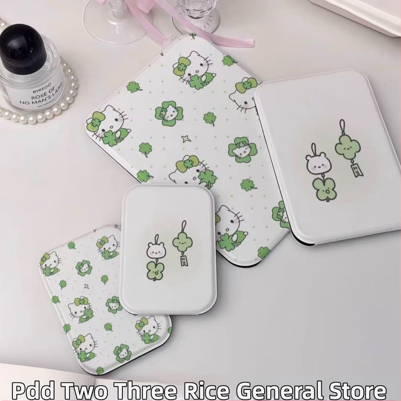 Skladacie kozmetické zrkadlo s motívom štvorlístka, stolové zrkadlo do internátnych izieb, prenosné kozmetické zrkadlo na úpravu očí na cestách