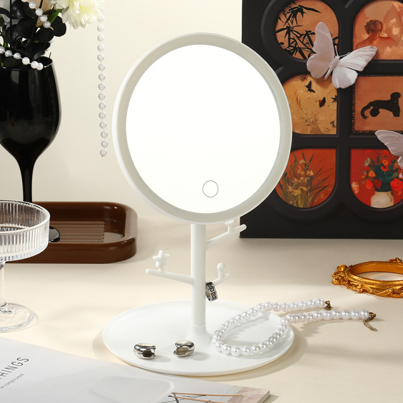 LED φωτιζόμενο καθρέφτης μακιγιάζ επιτραπέζιος, αναδιπλούμενος σχεδιασμός, μοντέρνο στυλ για οικιακή χρήση