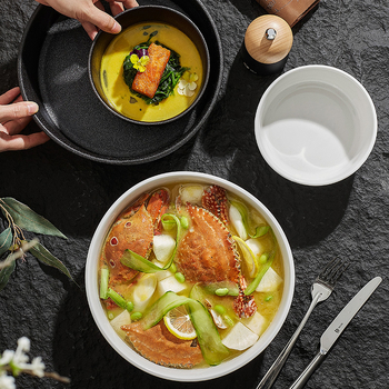 Κεραμικό μπολ σούπα με υφή πέτρας, μεγάλο, 10 ιντσών, ιαπωνικού στυλ, για οικιακή χρήση, συμβατό με φούρνο μικροκυμάτων