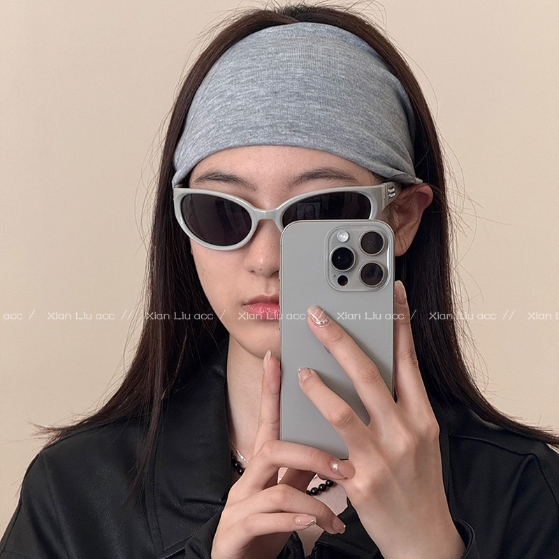 Bandă pentru cap sport largă, de culoare solidă, care absoarbe sudoarea, pentru alergare, yoga și activități în aer liber; elastic pentru păr cu senzație premium, accesoriu de păr.
