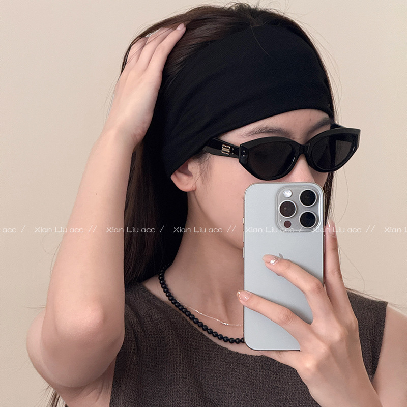 Bandă pentru cap sport largă, de culoare solidă, care absoarbe sudoarea, pentru alergare, yoga și activități în aer liber; elastic pentru păr cu senzație premium, accesoriu de păr.
