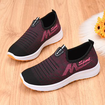 Γυναικεία υφασμάτινα παπούτσια Old Beijing, Slip-On, Flyknit επάνω μέρος, για αθλητικό περπάτημα και καθημερινή χρήση